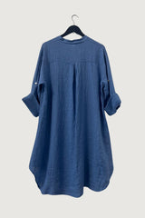 Mia Strada London Linen Shirt Dress In Blue