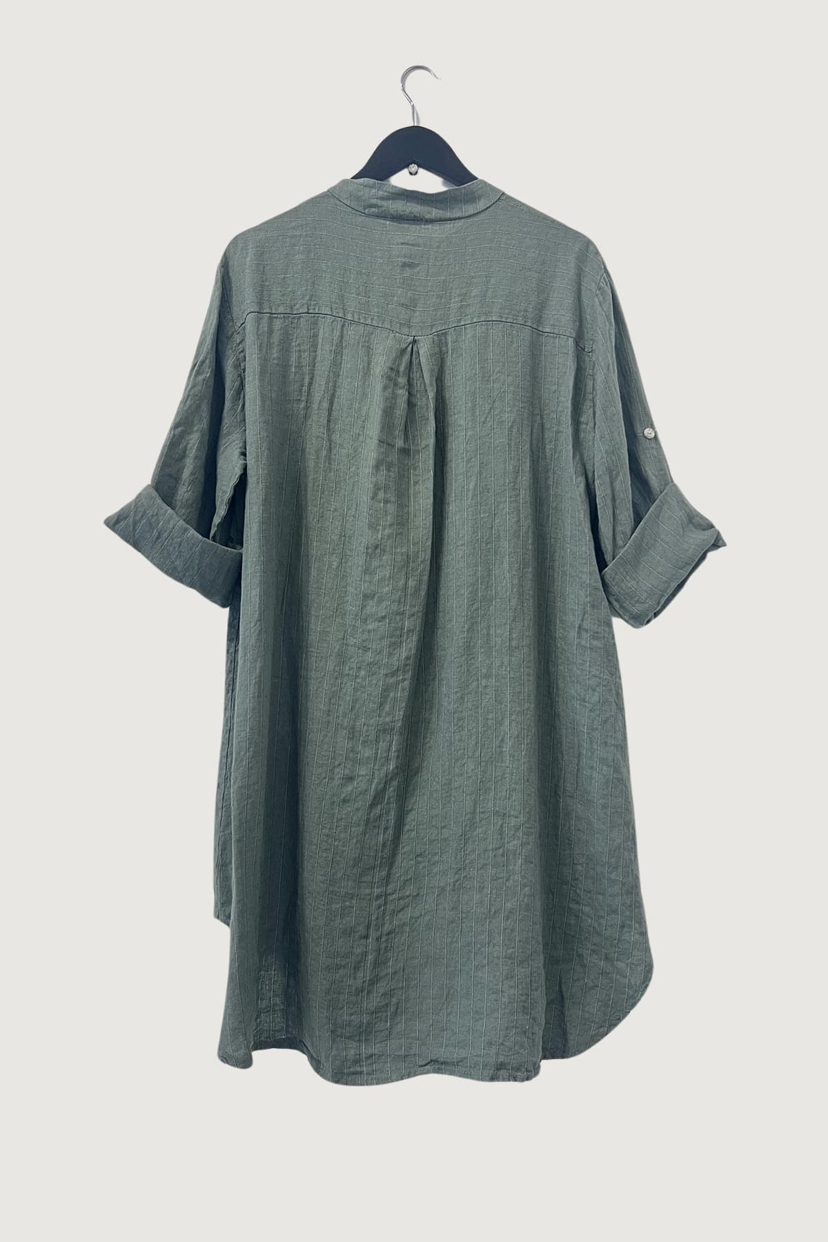 Mia Strada London Linen Shirt Dress In Khaki Green