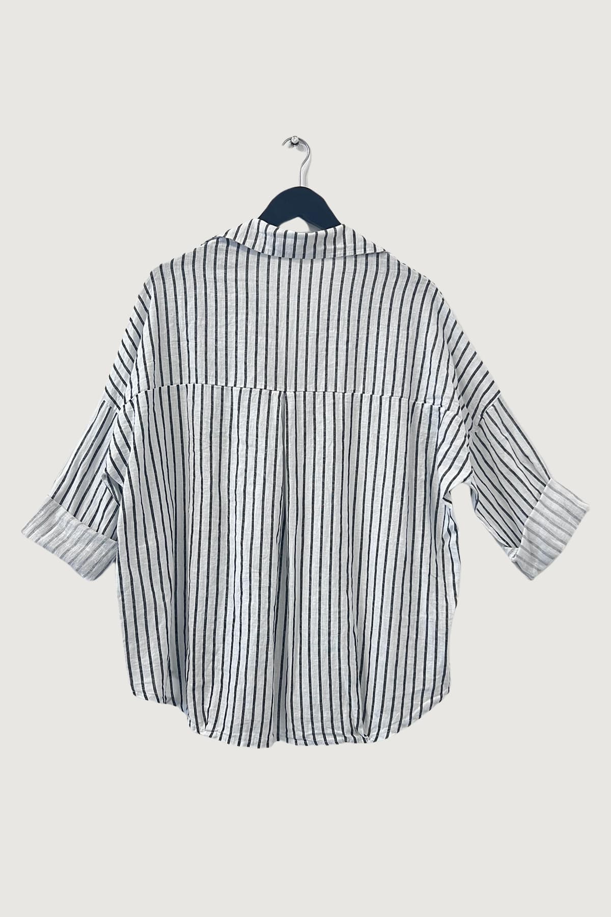 Mia Strada London Linen Striped Shirt In Black