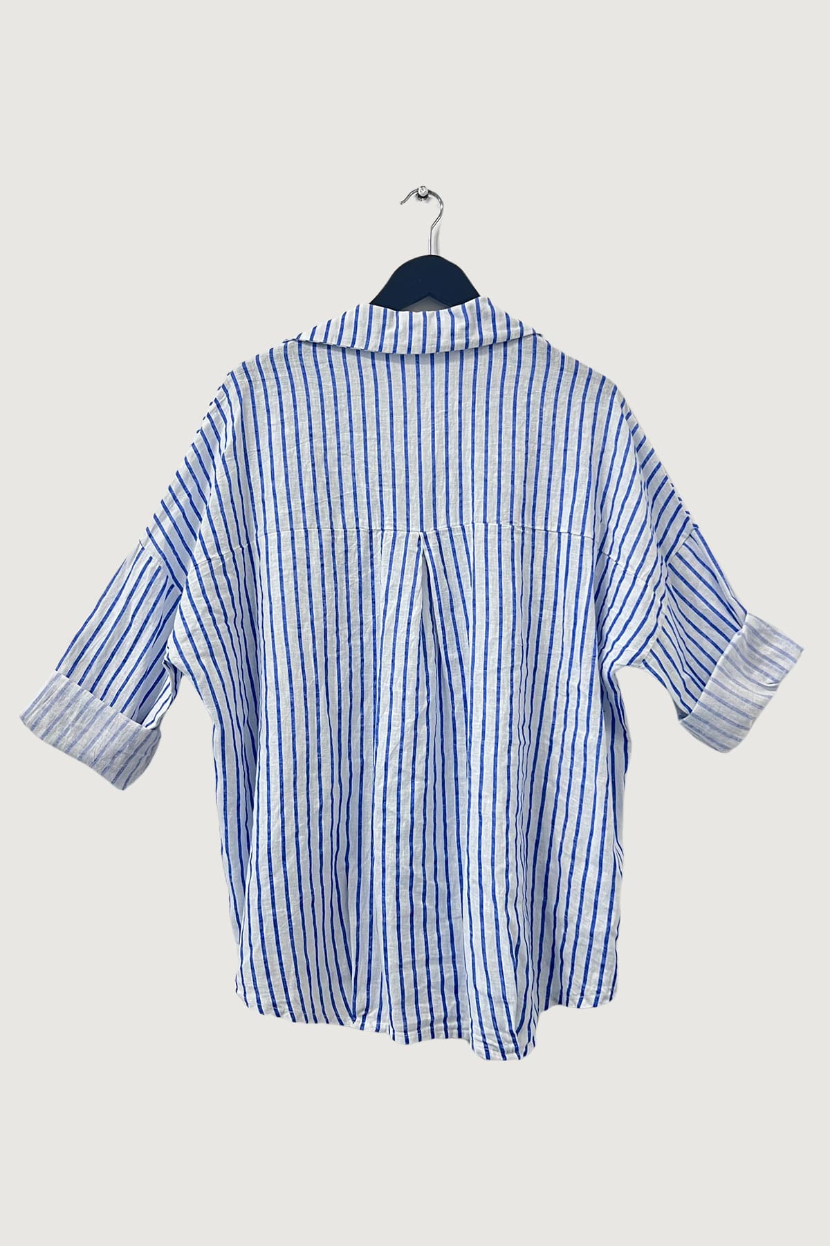 Mia Strada London Linen Striped Shirt In Blue