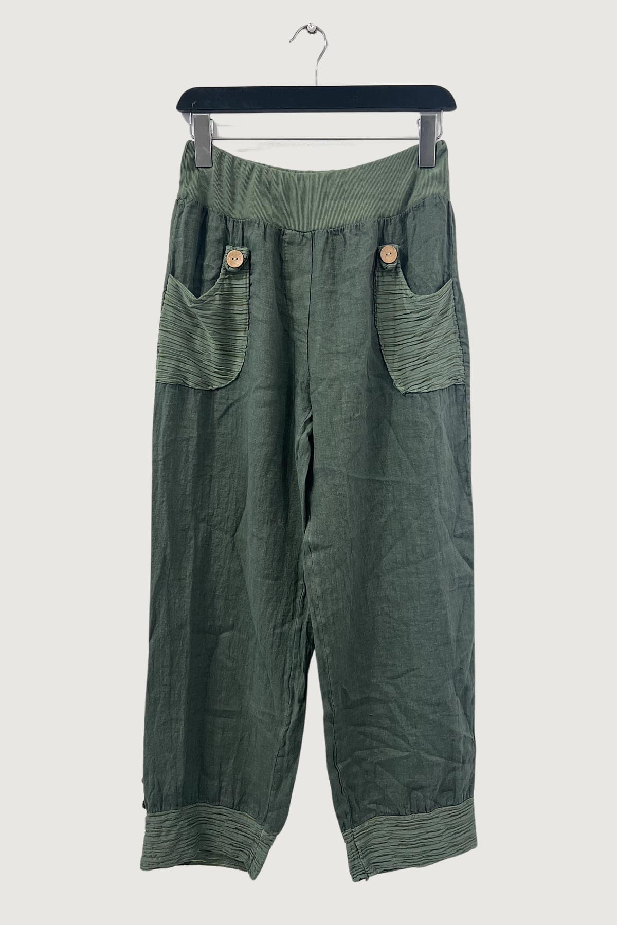 Mia Strada London Linen Summer Trousers In Khaki