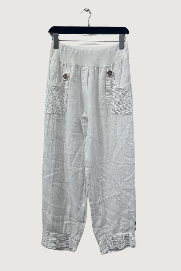 Mia Strada London Linen Summer Trousers In White