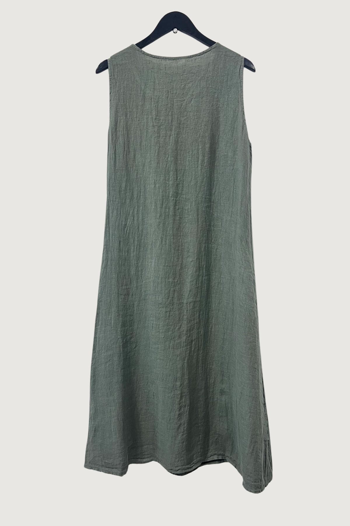 Mia Strada London Linen Tie Front Dress In Khaki Green