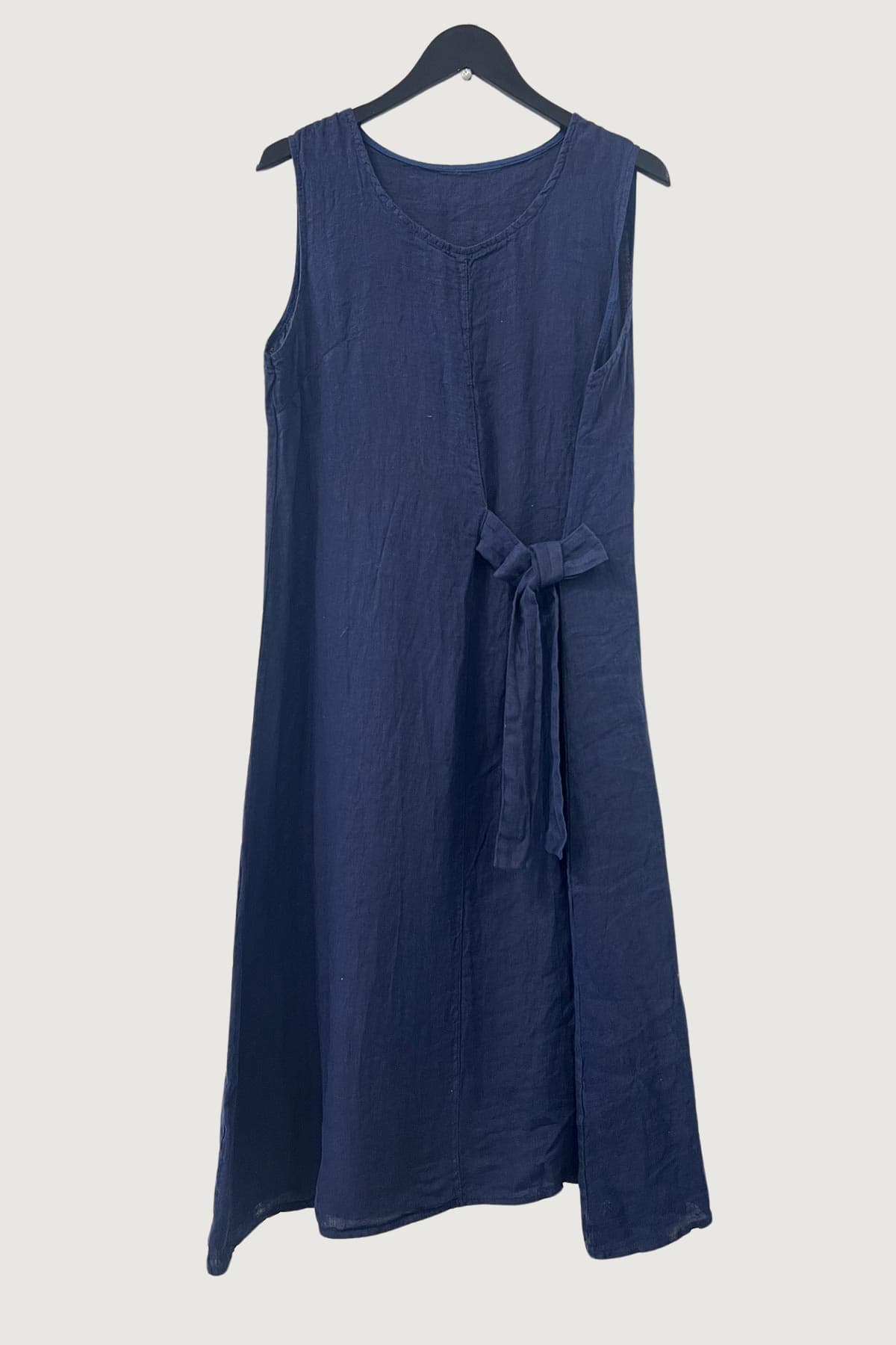 Mia Strada London Linen Tie Front Dress In Navy Blue