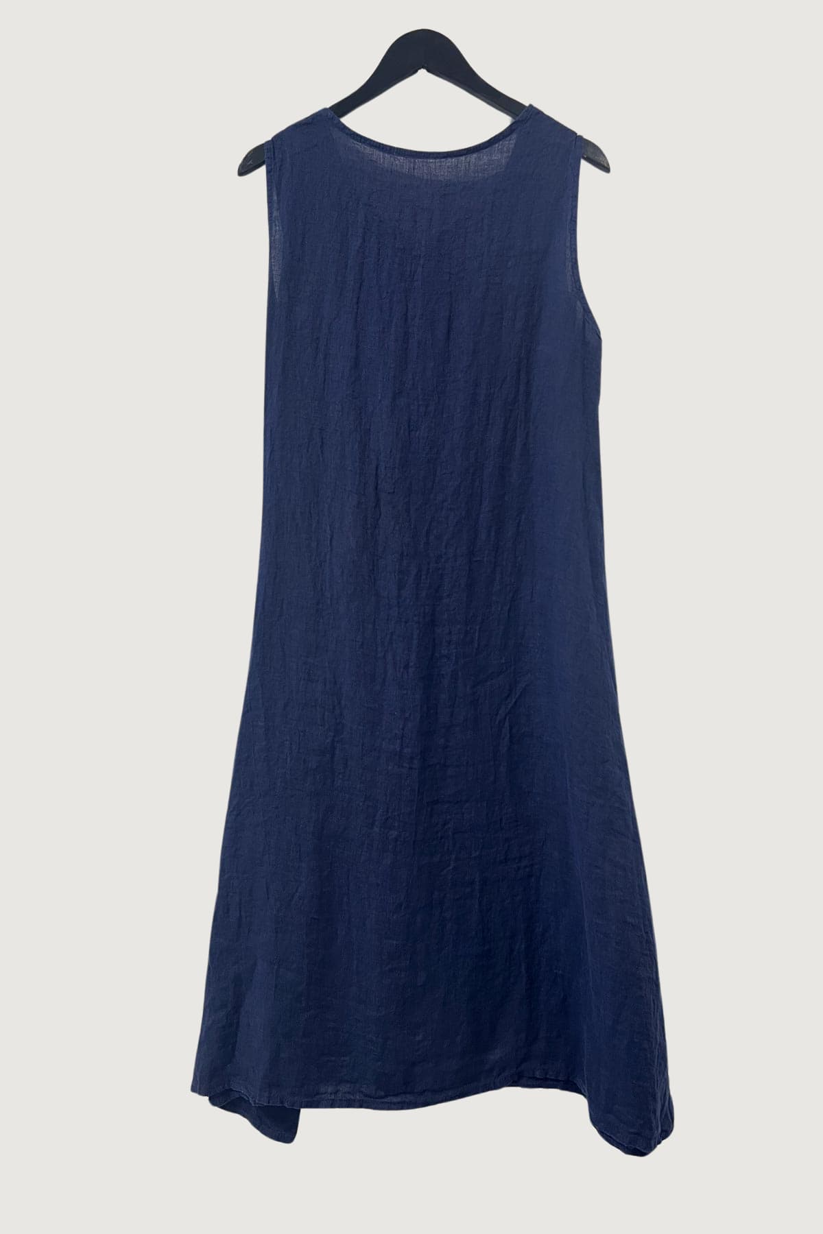 Mia Strada London Linen Tie Front Dress In Navy Blue