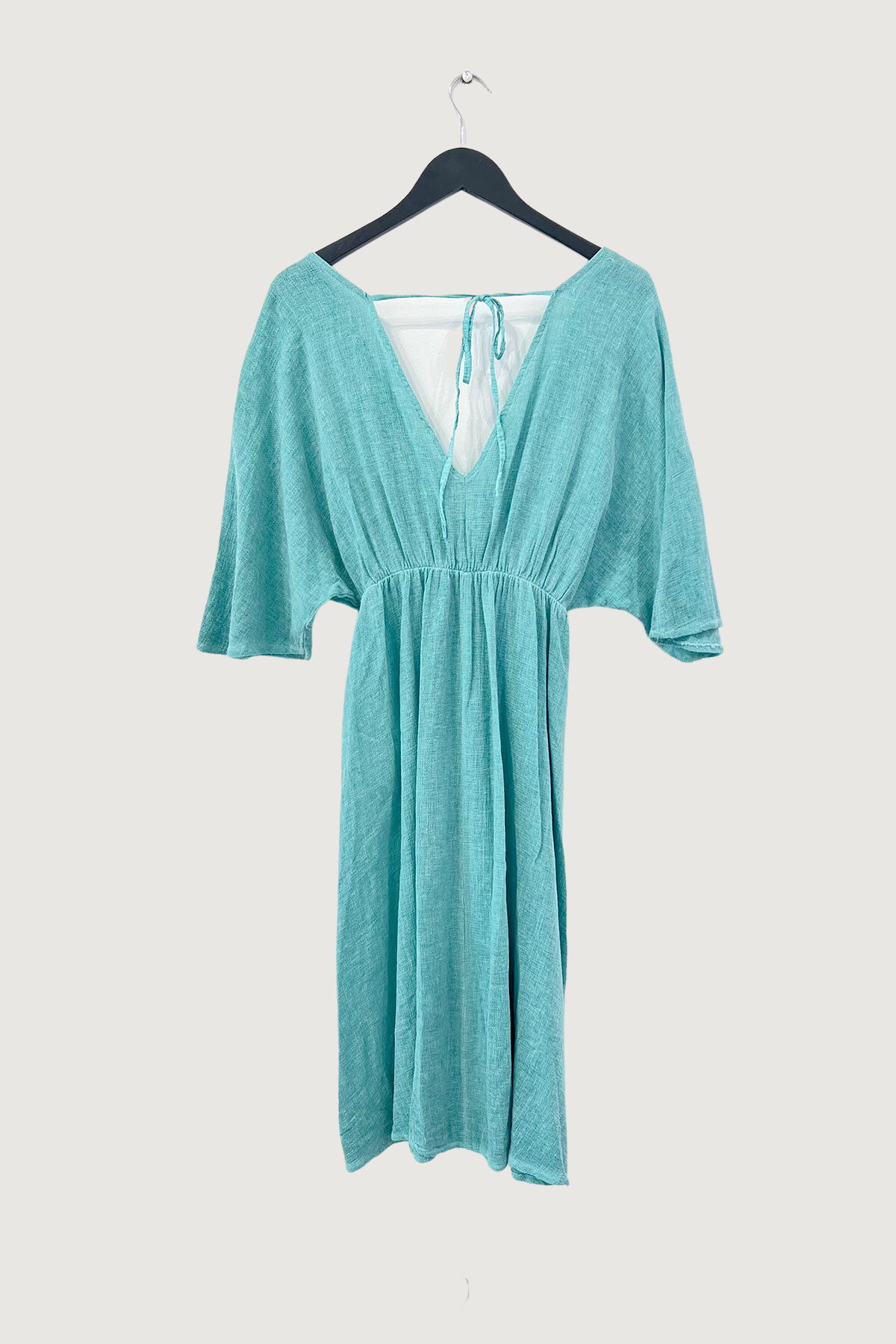 Mia Strada Linen and Cotton Kimono Dress In Mint Green