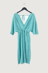 Mia Strada Linen and Cotton Kimono Dress In Mint Green
