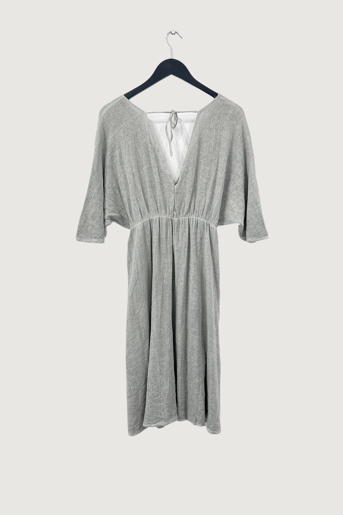 Mia Strada Linen and Cotton Kimono Dress In Moss Green