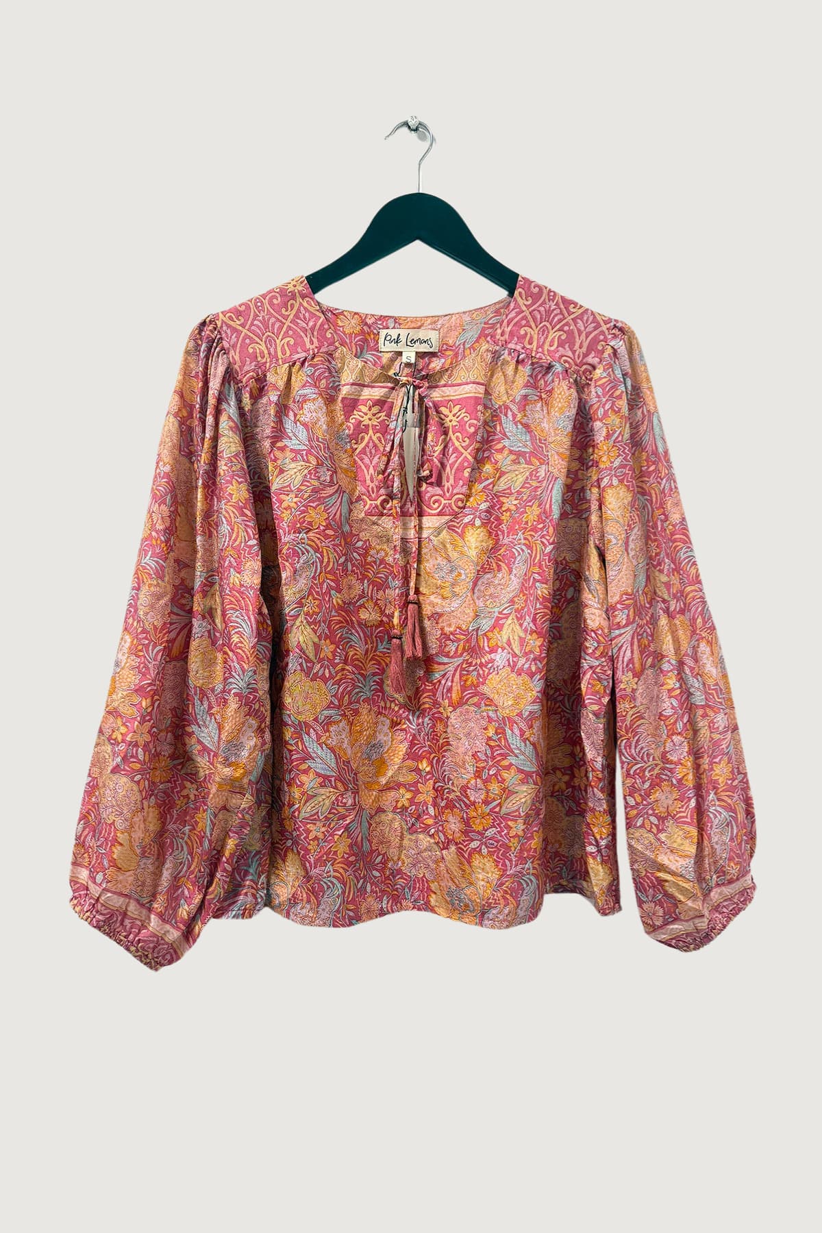 Pink Lemons Lolita Silk Blouse In Pastel Summer Blossom