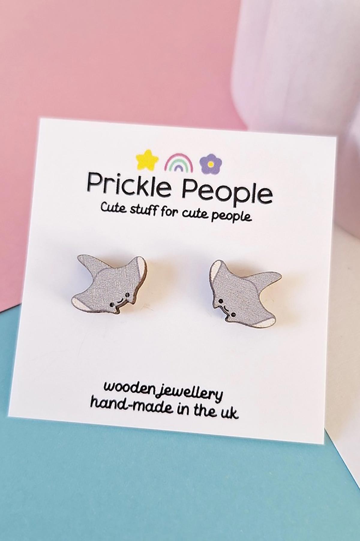 Prickle People Manta Ray Wooden Stud Earrings