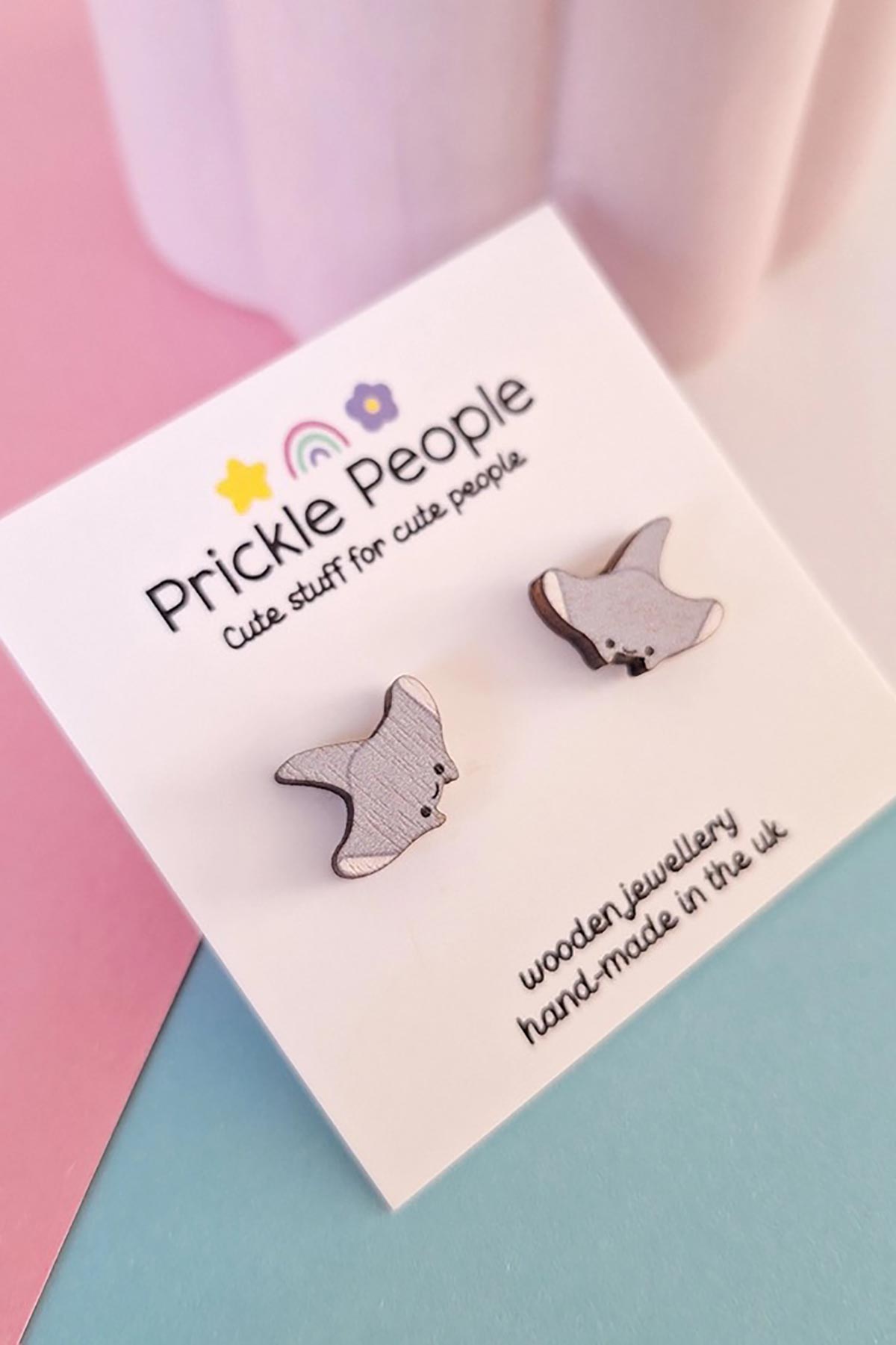 Prickle People Manta Ray Wooden Stud Earrings