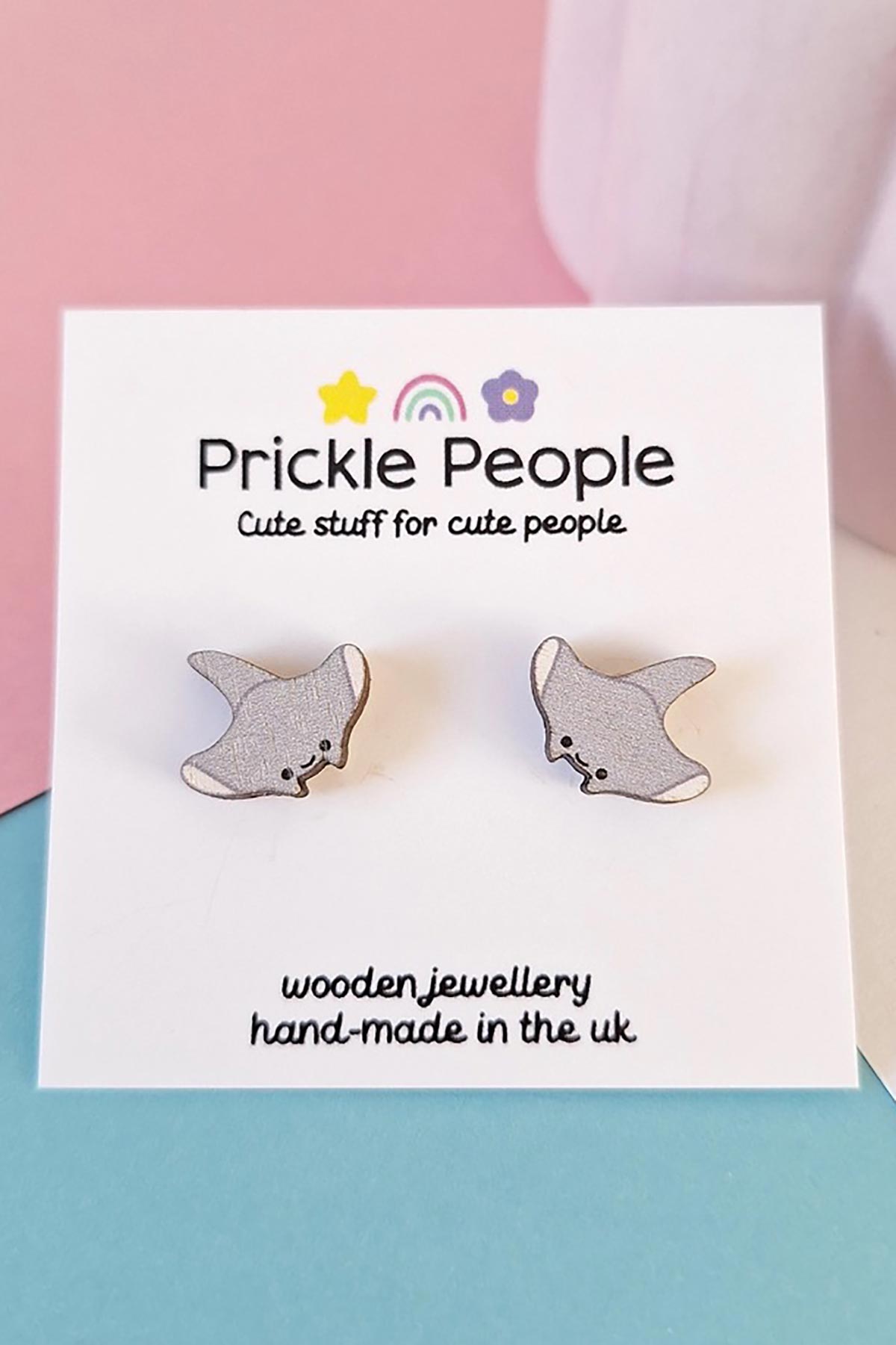 Prickle People Manta Ray Wooden Stud Earrings