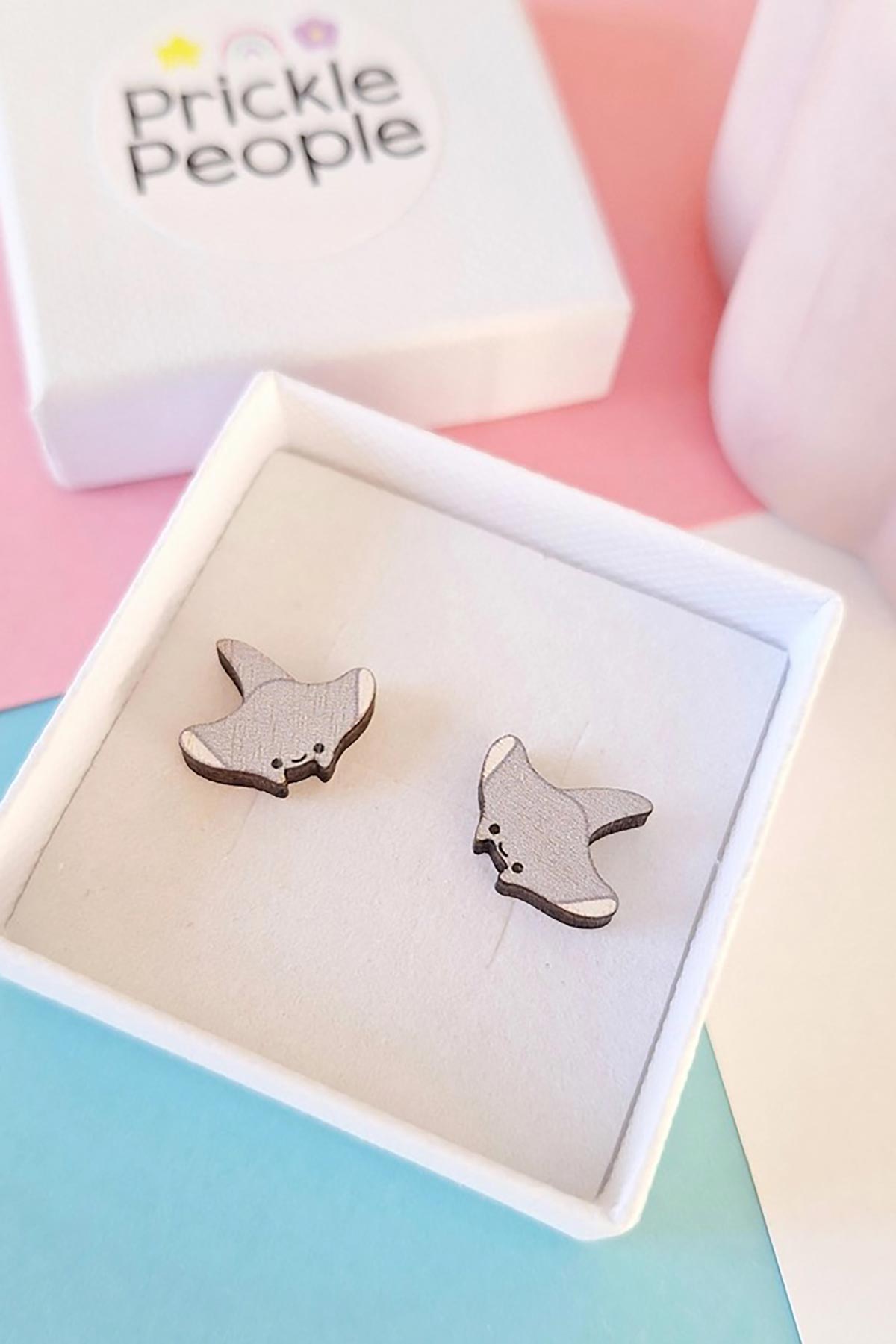 Prickle People Manta Ray Wooden Stud Earrings