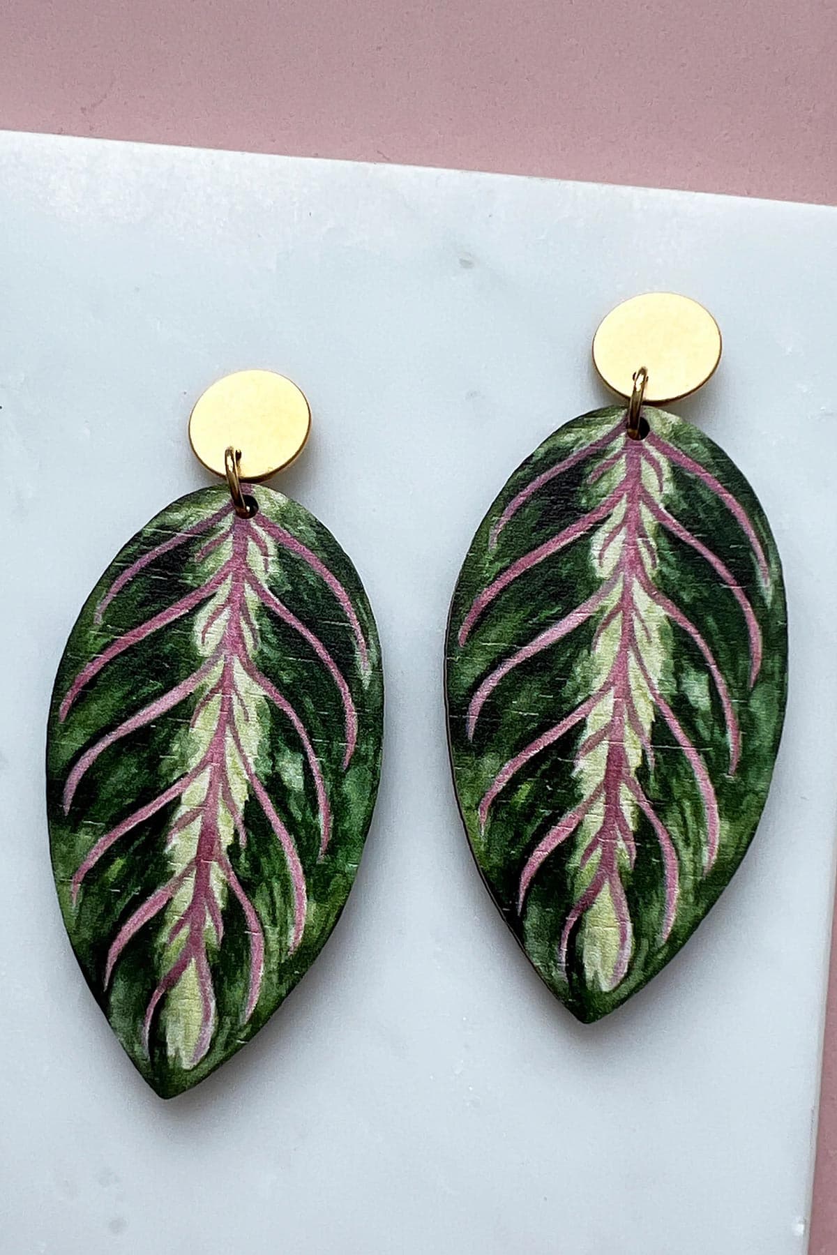 Mica Peet Maranta Leaf Statement Drop Earrings