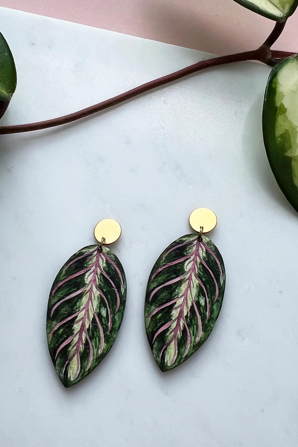 Mica Peet Maranta Leaf Statement Drop Earrings