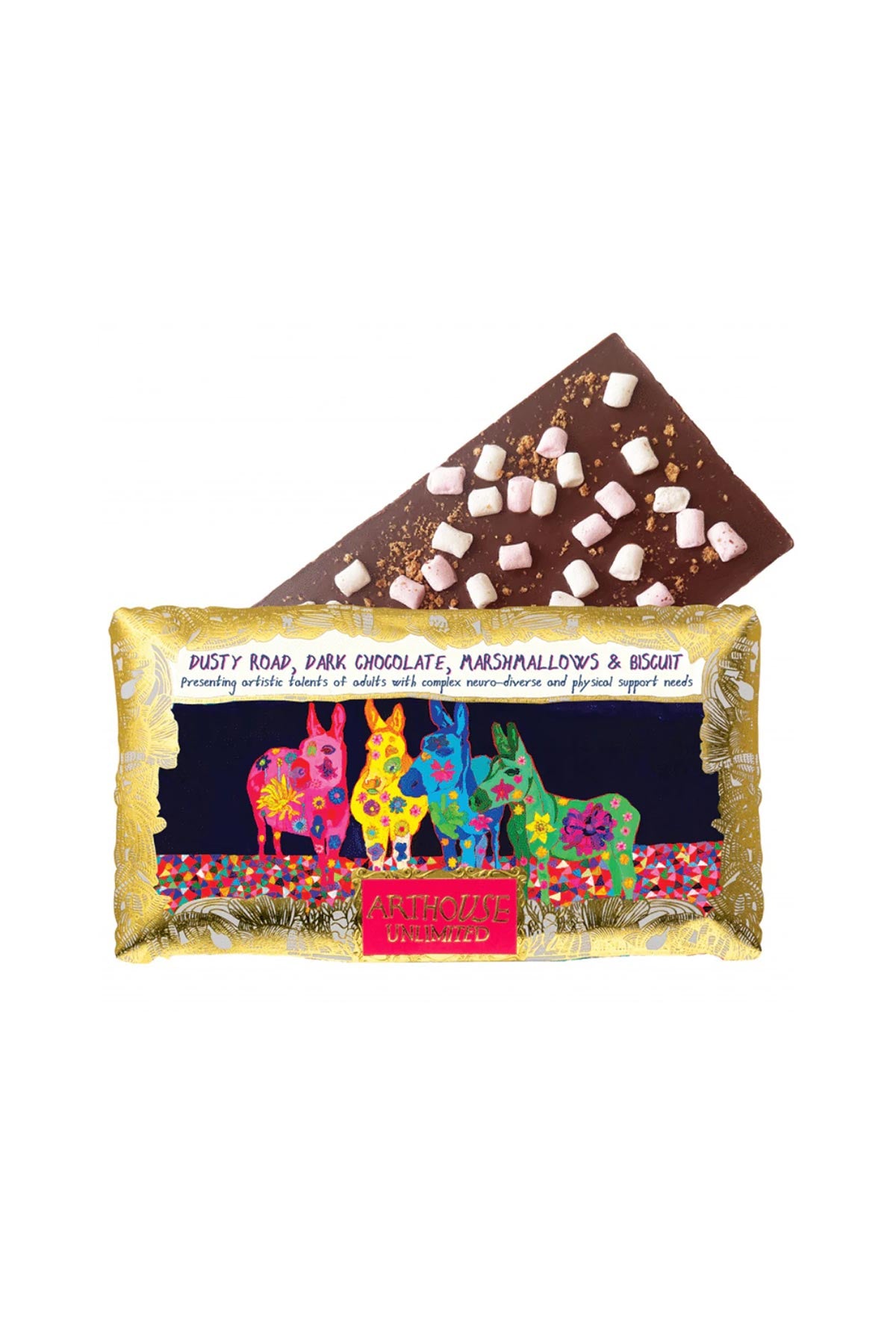 Arthouse Unlimited Dusty Road Silky Dark Marshmallows & Biscuit Chocolate Bar