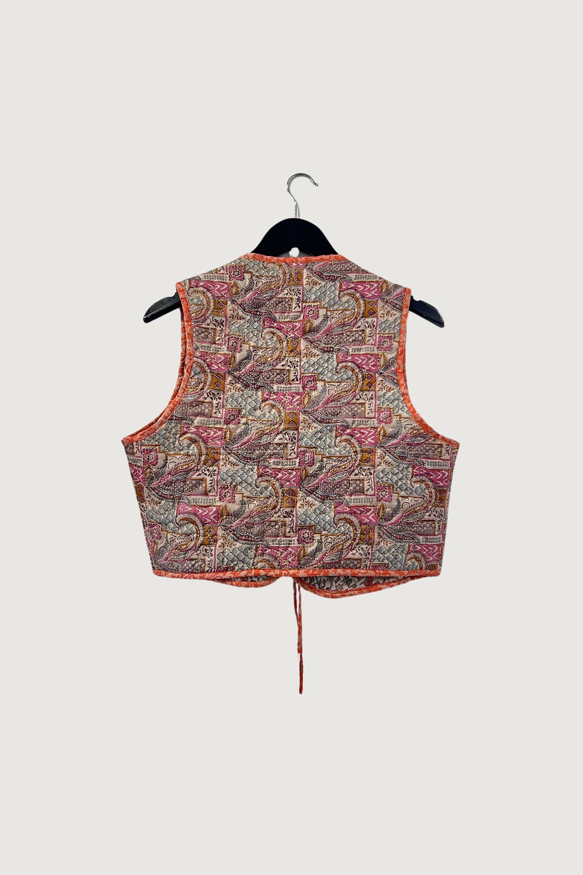 Pink Lemons Melissa Silk Reversible Waistcoat Botanical Dreams In Coral