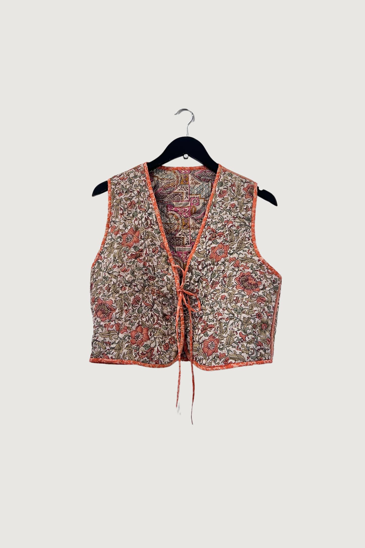 Melissa Silk Reversible Waistcoat | Botanical Dreams In Coral