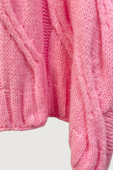 Mia Strada Candy Floss Oversized Knitted Jumper In Cotton Pink