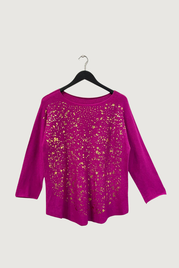 Mia Strada Gold Spots Seamless Softknit Jumper In Berry