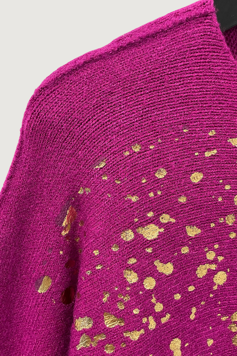 Mia Strada Gold Spots Seamless Softknit Jumper In Berry