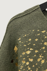 Mia Strada Gold Spots Seamless Softknit Jumper In Khaki Green