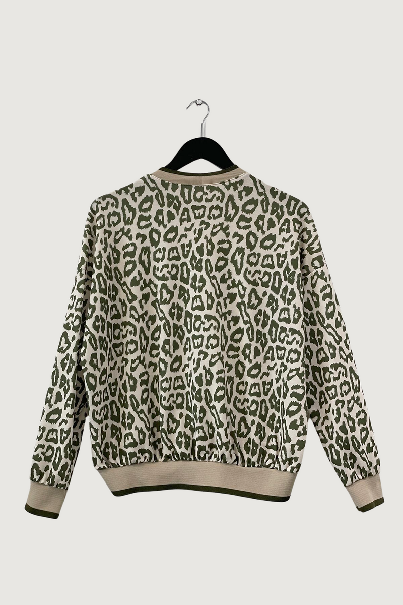 Mia Strada Leopard Print Sweatshirt in Khaki Green