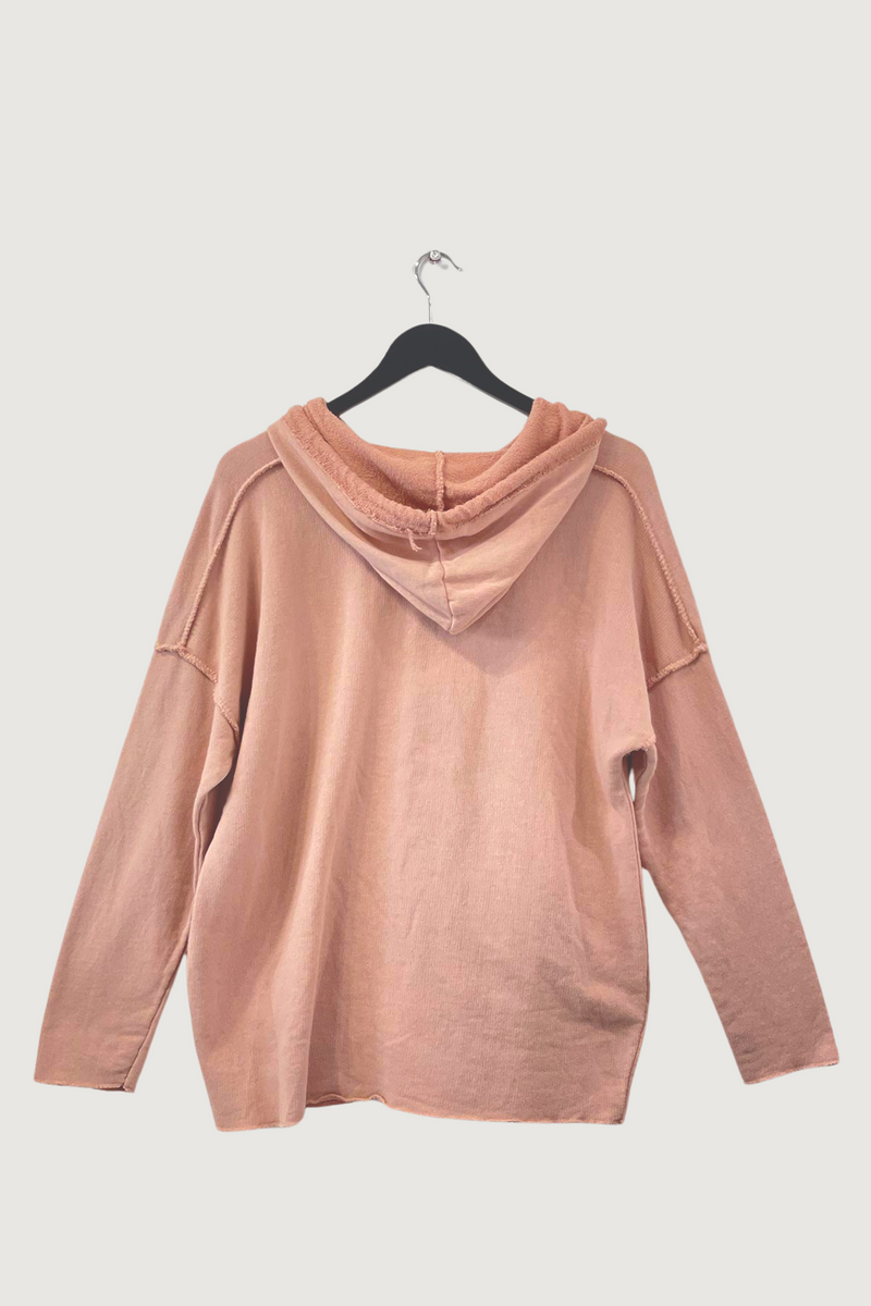 Mia Strada Oui Cotton Hoodie In Pink