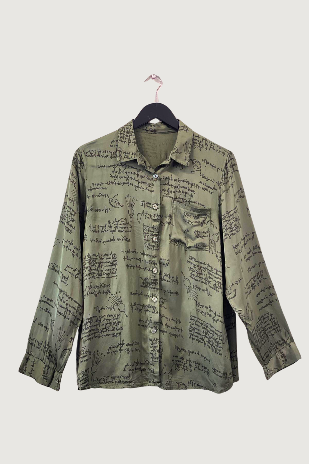 Mia Strada Silk Blend Blouse in Khaki Green