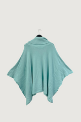 Mia Strada Super Soft Knitted Cowl Neck Poncho in Turquoise