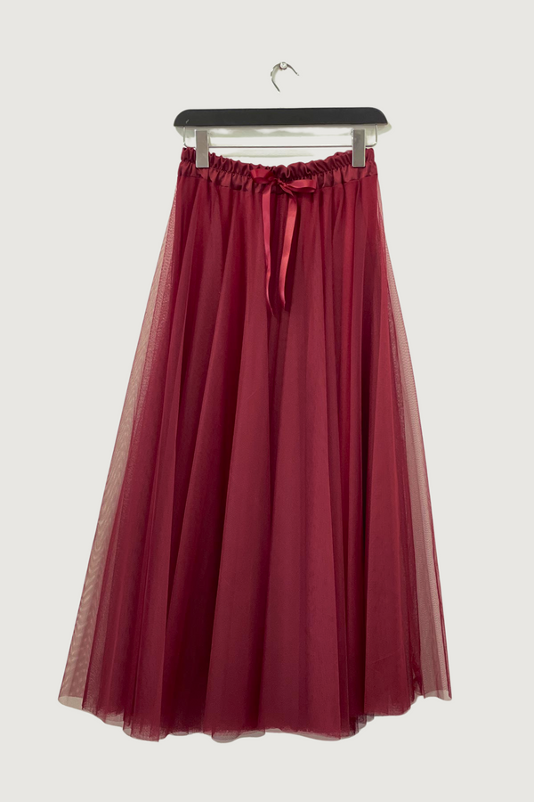 Mia Strada Tulle Skirt In Cherry Red