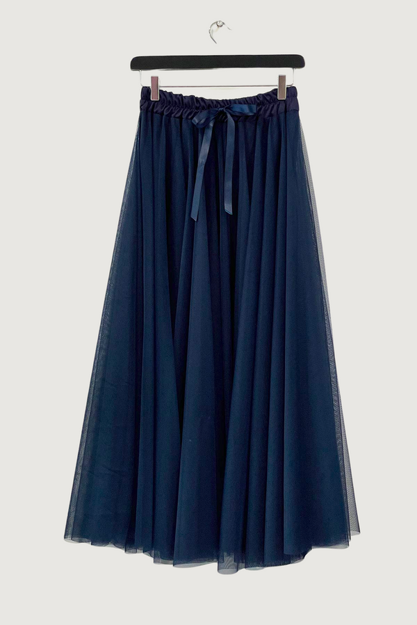 Mia Strada Tulle Skirt In Navy Blue
