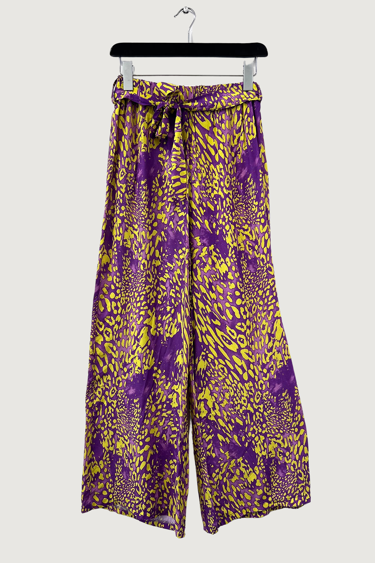 Mia Strada Animal Print Palazzo Pants In Purple + Lime