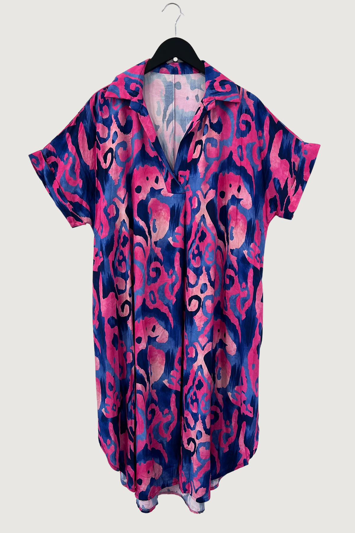 Mia Strada Two Tone Oversized Shift Dress In Navy + Fuchsia