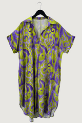 Mia Strada Two Tone Oversized Shift Dress In Purple + Lime