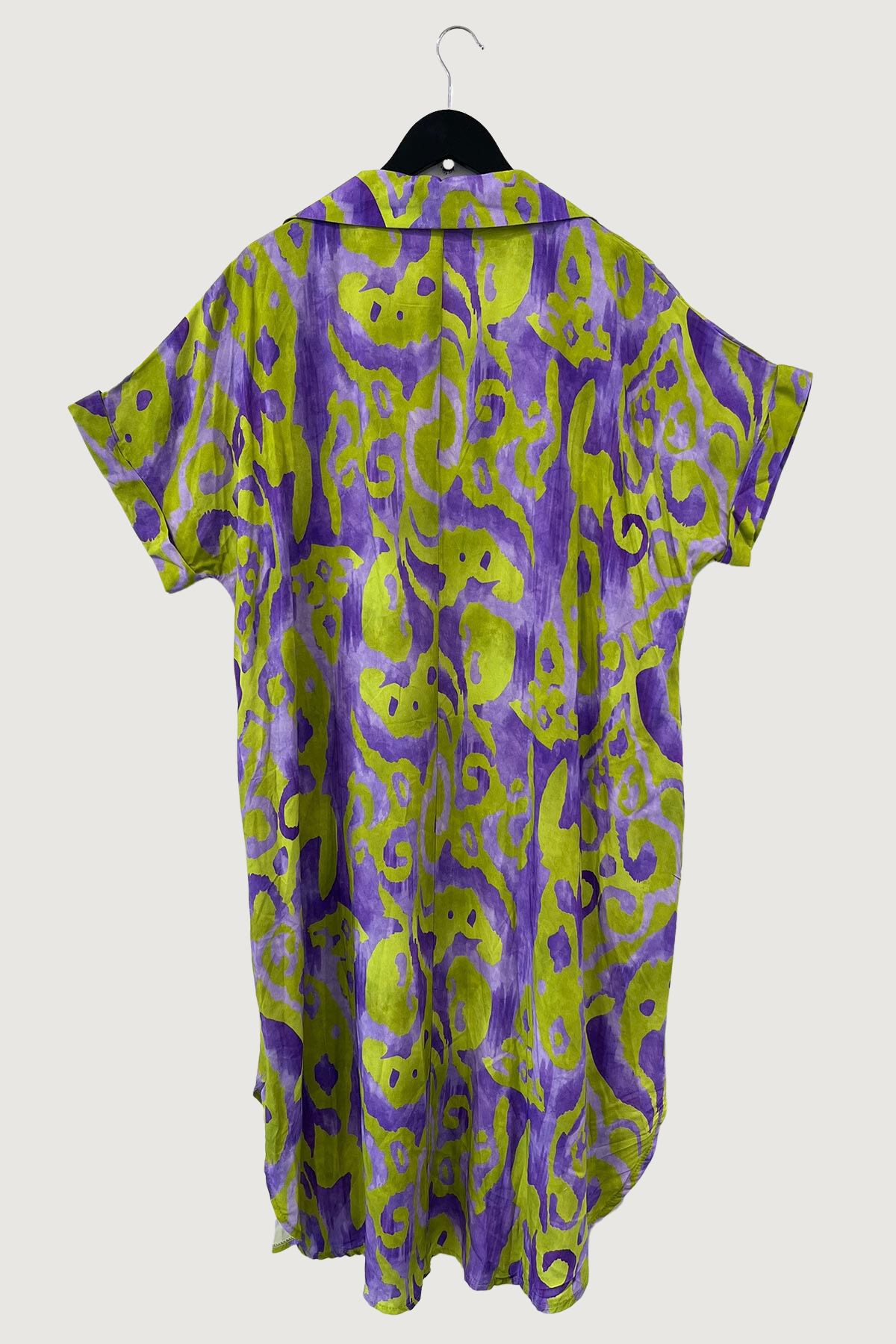 Mia Strada Two Tone Oversized Shift Dress In Purple + Lime