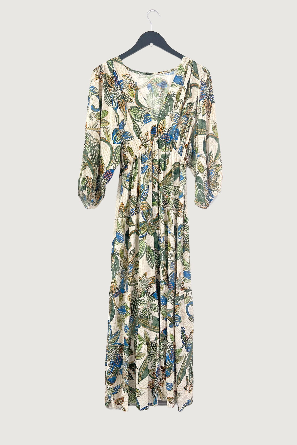 Mia Strada Abstract Floral Midi Dress In Green
