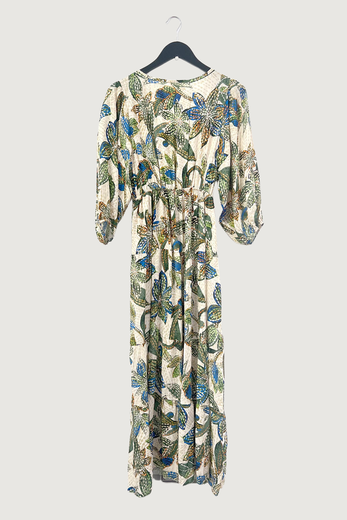 Mia Strada Abstract Floral Midi Dress In Green