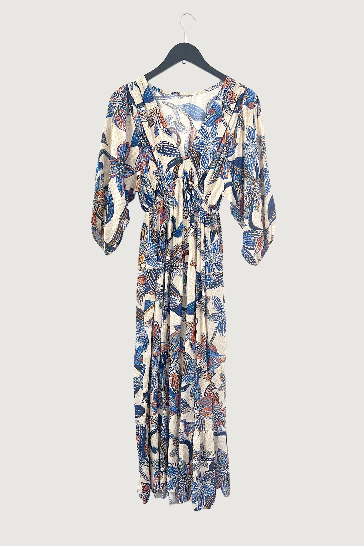 Mia Strada Abstract Floral Midi Dress In Navy