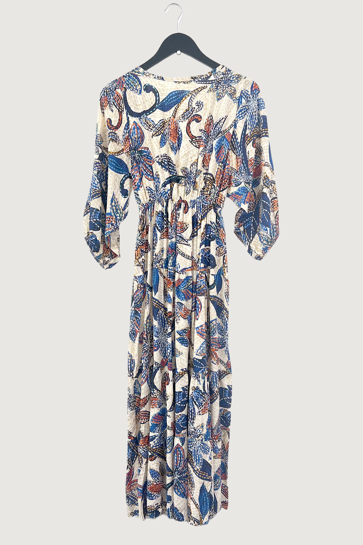 Mia Strada Abstract Floral Midi Dress In Navy