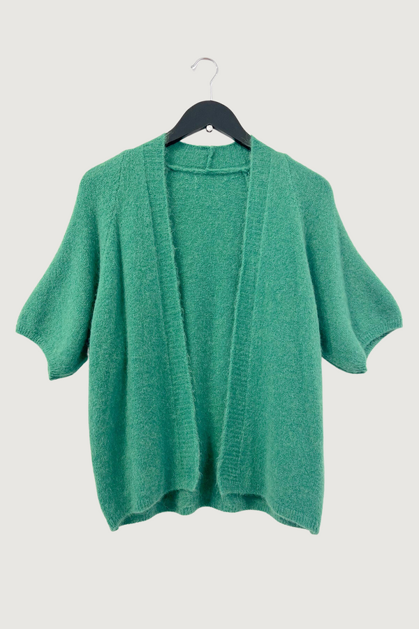 Mia Strada Soft Knit Baby Alpaca Blend Cardigan In Green