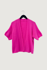 Mia Strada Soft Knit Baby Alpaca Blend Cardigan In Neon Pink