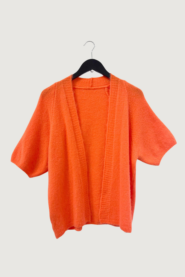 Mia Strada Soft Knit Baby Alpaca Blend Cardigan In Orange