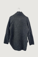 Mia Strada Speckled Woolen Coatigan In Dark Grey