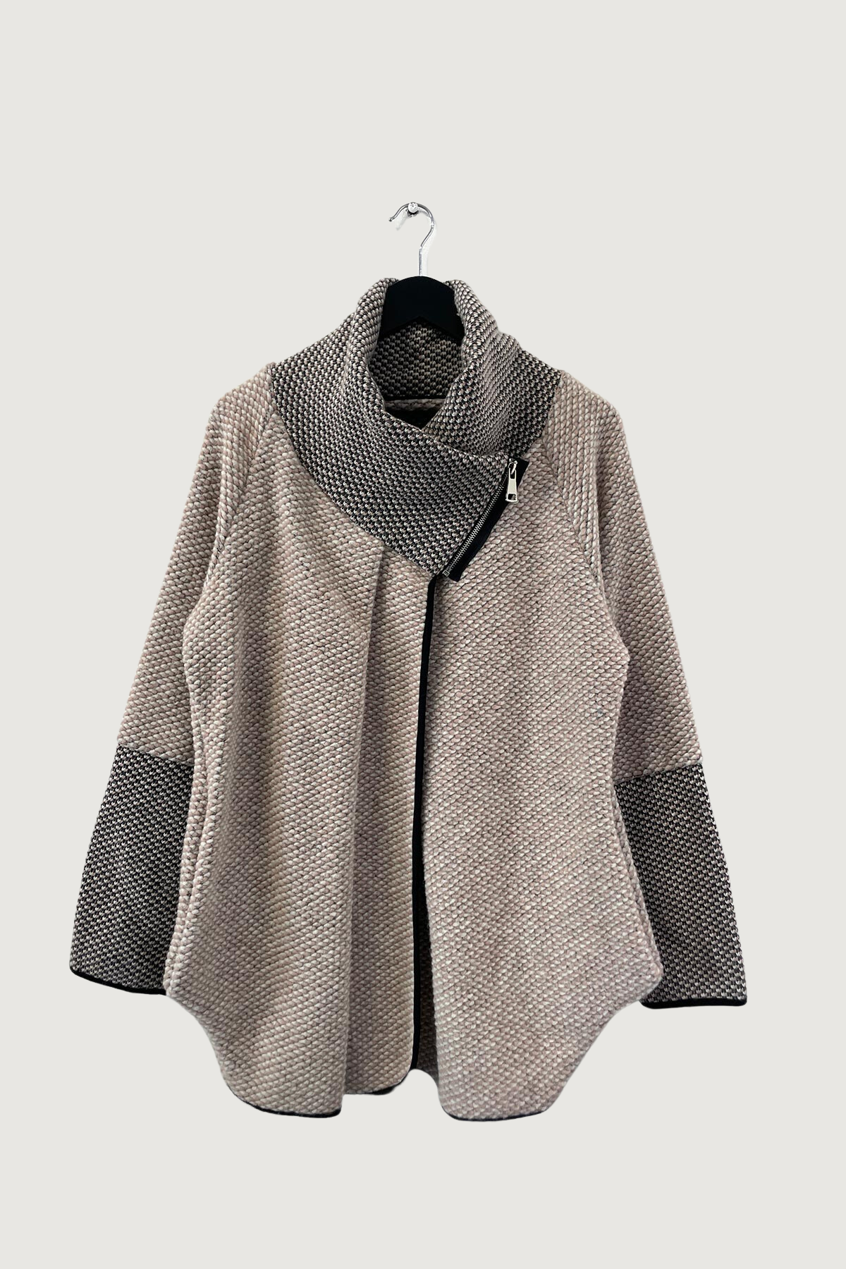 Mia Strada Speckled Woolen Coatigan In Dusky Pink