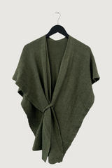 Mia Strada Super-soft Knitted Cape Shawl In Khaki