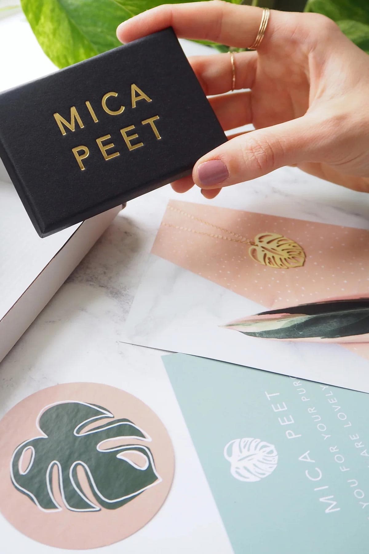 Mica Peet Gold Monstera Stud Earrings