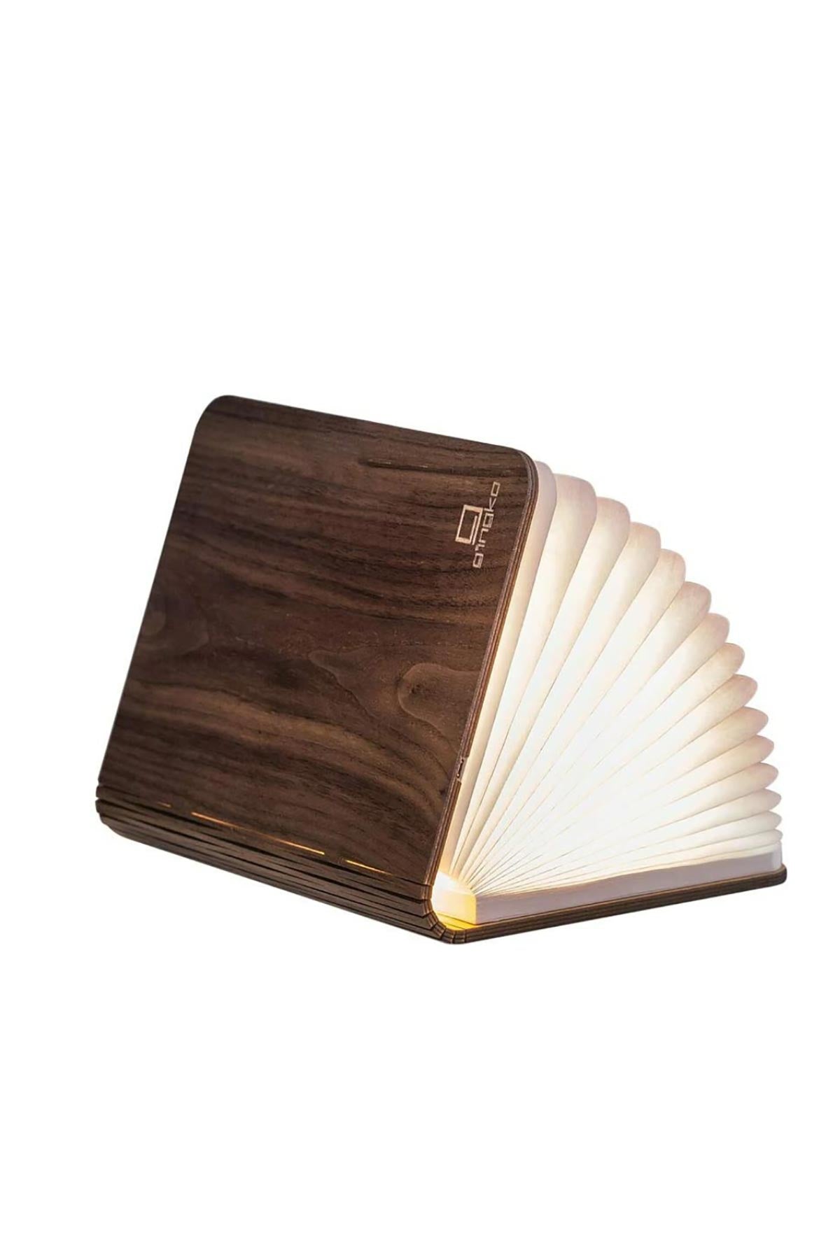 Gingko Design Mini Smart Book Light In Natural Walnut Wood