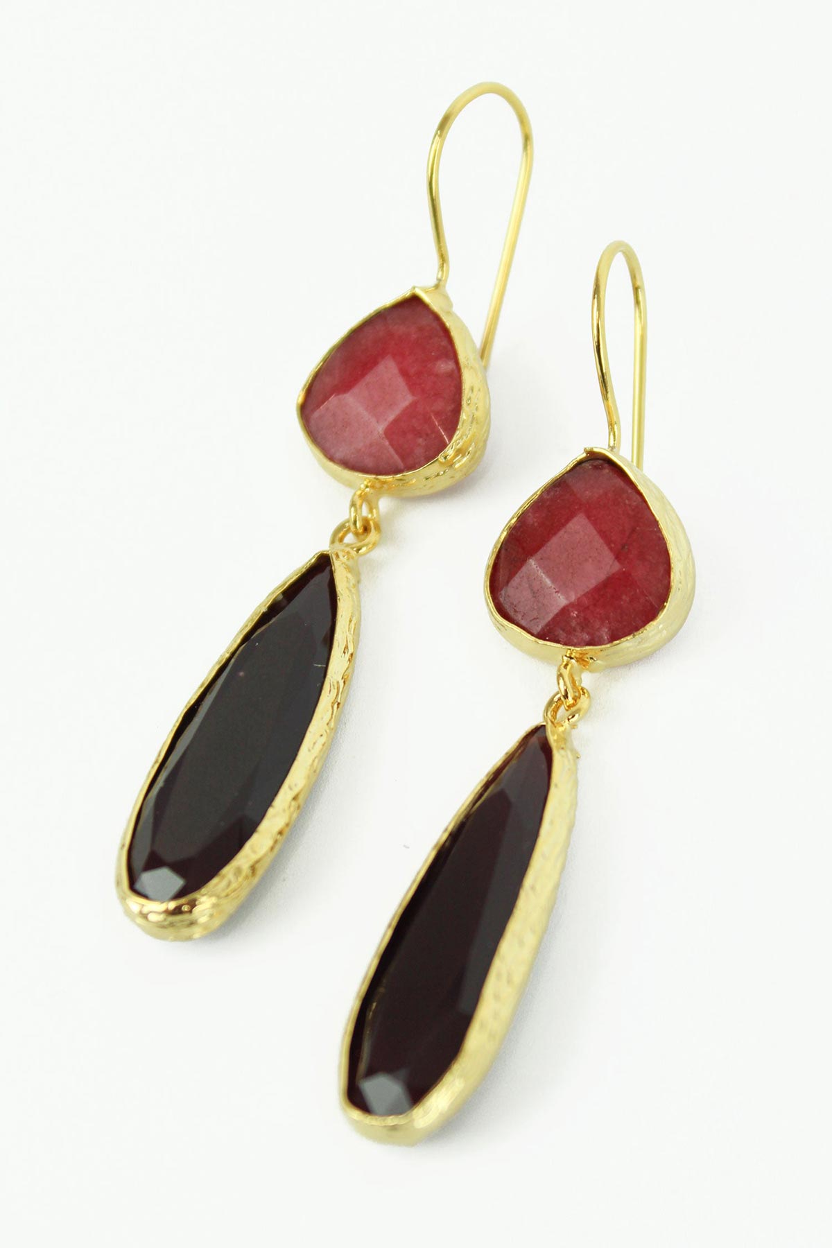 My Doris Two Drop Dark Pink Earrings