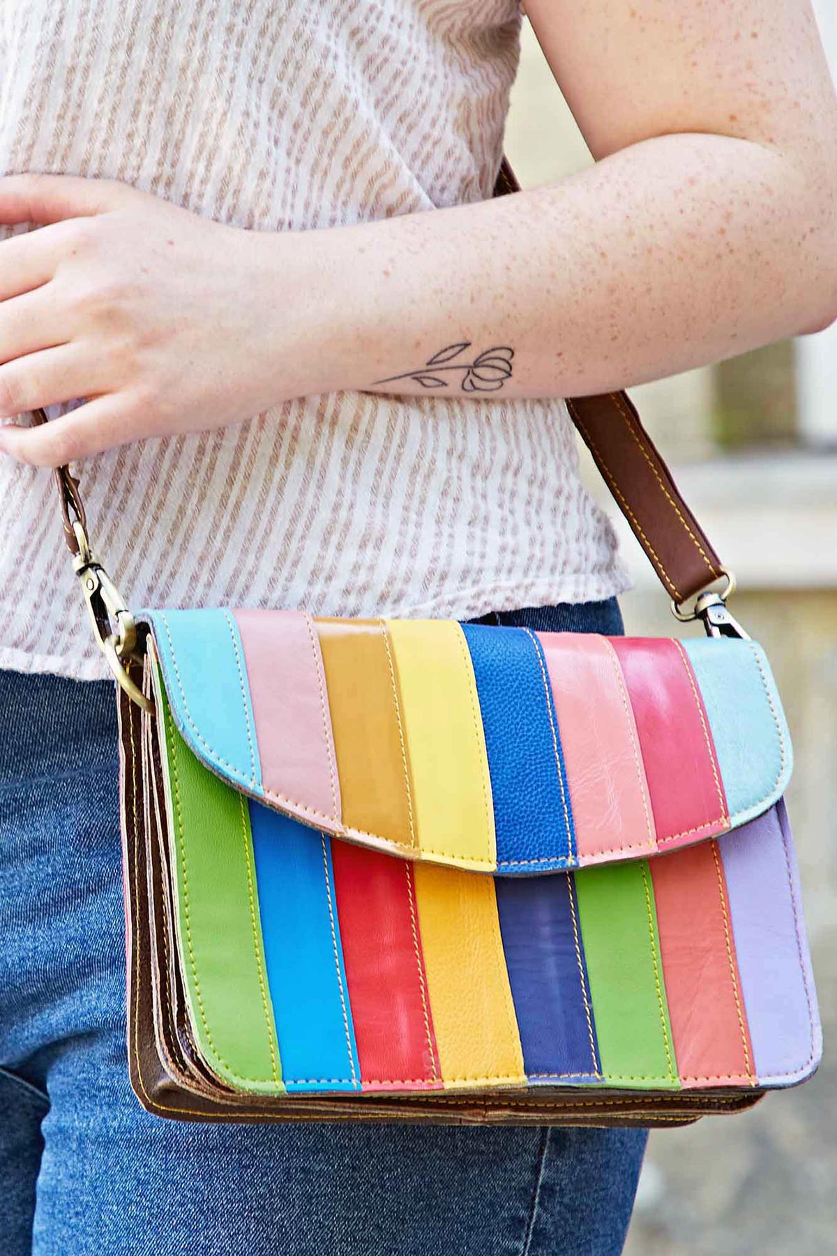 Paper High Nargis Rainbow Stripe Crossbody Bag